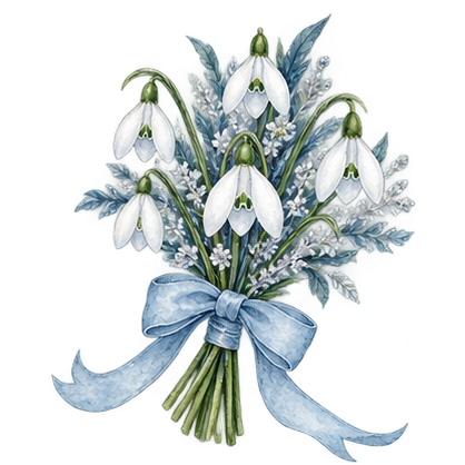 Watercolor winter snowdrops
