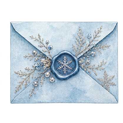 An icy blue letter sealed with silver wax
