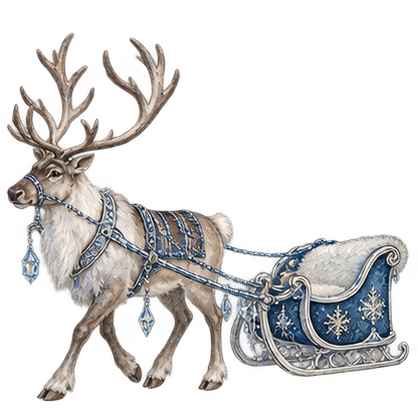 A reindeer and a winter sleigh