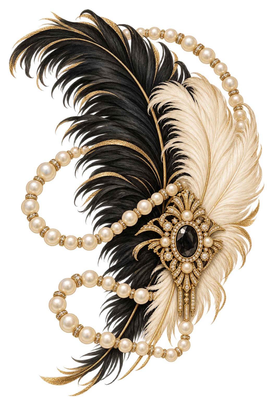 Pearls and a golden feather