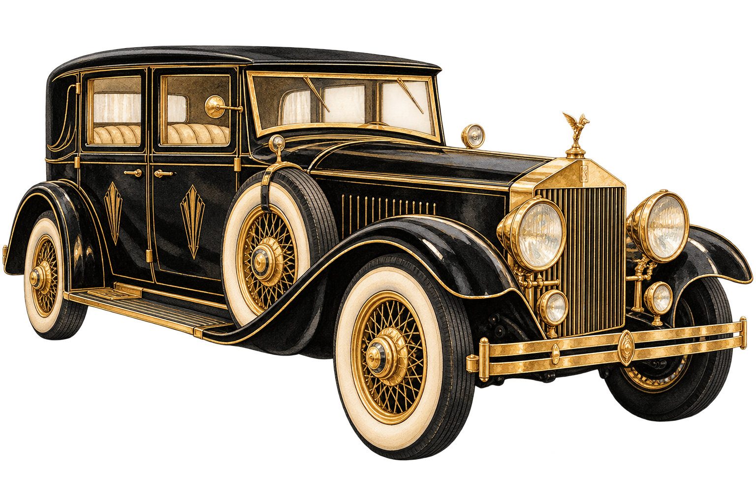 A vintage 1920s luxury automobile