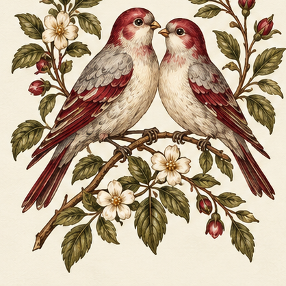 Watercolor lovebirds